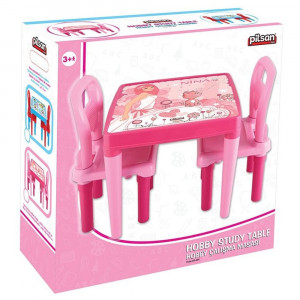 Set Masuta cu 2 scaune pentru copii Pilsan Hobby Study Table pink - Img 4