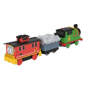THOMAS LOCOMOTIVA MOTORIZATA PERCY BRAKE CAR BRUNO CU 2 VAGOANE - Img 3