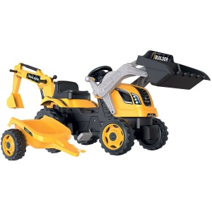 Tractor cu pedale si remorca Smoby Builder Max galben - Img 2