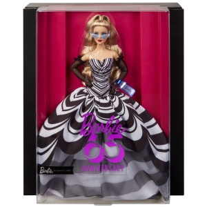BARBIE SIGNATURE ANIVERSARE 65 ANI PAPUSA BARBIE CU ROCHIE DE BAL ALB NEGRU