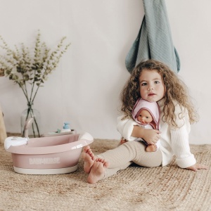 Cadita pentru papusa Smoby Baby Nurse Baleno Bath roz cu accesorii - Img 5