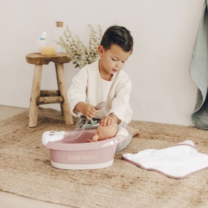 Cadita pentru papusa Smoby Baby Nurse Baleno Bath roz cu accesorii - Img 9