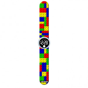 Ceas digital pentru copii model lego, cu bratara recolorabila, din silicon slap-on - Img 4
