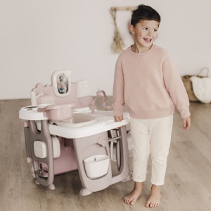 Centru de ingrijire pentru papusi Smoby Baby Nurse Doll`s Play Center maro cu 23 accesorii - Img 6