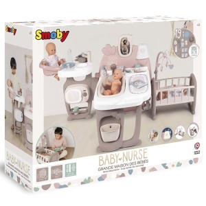 Centru de ingrijire pentru papusi Smoby Baby Nurse Doll`s Play Center maro cu 23 accesorii - Img 11