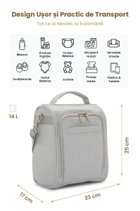 Geantă pentru scutece și accesorii bebe, SnapPack, Carry Bliss, crem - Img 9