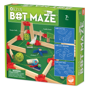 KEVA Maker Bot Maze, labirint cu piese de lemn si roboti motorizati - Img 2