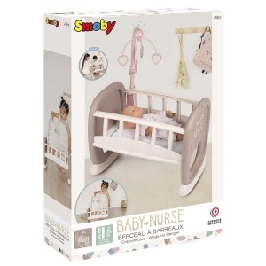 Leagan pentru papusa Smoby Baby Nurse maro cu carusel - Img 1
