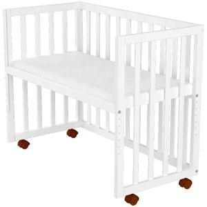 Patut copii din lemn co-sleeper Hubners Matei 94x46 cm alb - Img 5