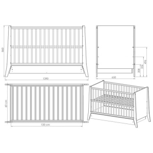 Patut copii din lemn Hubners Cosmo 120x60 cm alb cu sertar - Img 3
