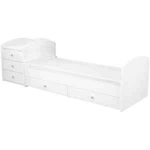 Patut copii transformabil din lemn cu 5 sertare Hubners Matei Maxi Kombi 120x70 cm alb - Img 3