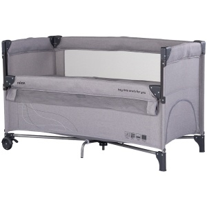 Patut pliabil Chipolino Relax platinum linen cu laterala culisanta