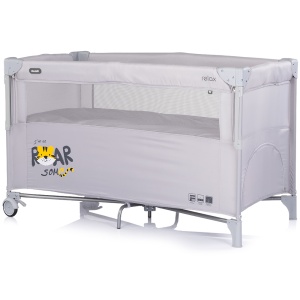 Patut pliabil Chipolino Relax Tiger platinum cu laterala culisanta - Img 2