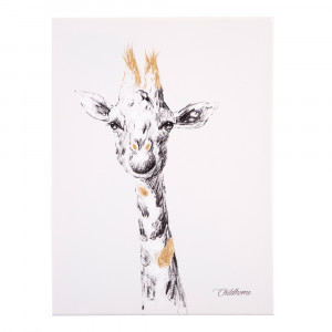 Pictura in ulei Childhome 30x40 cm, Girafa cu detalii aurii - Img 4