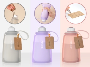 Pungi depozitare lapte silicon Momcozy set 2 buc Purple Grey - Img 2