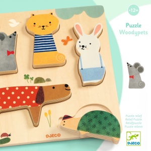 Puzzle din lemn Animale de companie, Djeco - Img 3