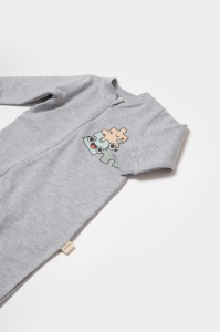 Salopeta cu fermoar, Two thread, BabyCosy, 100% bumbac organic, Gri