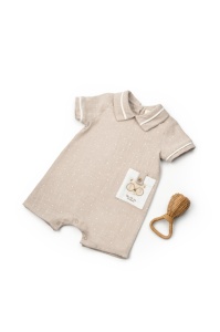 Salopeta cu guler TeddyBear, BabyCosy, 100% bumbac organic