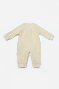 Salopeta cu nasturei, Winter muselin, 100% bumbac - Stone, BabyCosy