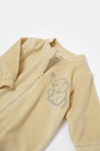 Salopeta Elefant cu maneca lunga din 80%bumbac organic si 20% poliester - Stone, BabyCosy