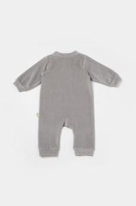Salopeta Elefant cu maneca lunga din 80%bumbac organic si 20% poliester - Gri, BabyCosy
