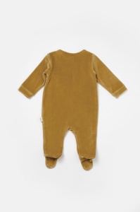 Salopeta Elefant cu maneca lunga si botosei din 80%bumbac organic si 20% poliester - Mustar, BabyCosy