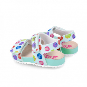 Sandale din piele pentru copii Baloane colorate, Garvalin, sky