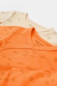 Set 2 body-uri petrecute Printed, BabyCosy, 50% modal+50% bumbac, Stone/Apricot