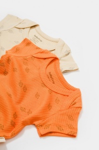 Set 2 body-uri Printed, BabyCosy, 50% modal+50% bumbac, Stone/Apricot