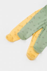 Set 2 pantalonasi cu botosei Printed, BabyCosy, 50% modal+50% bumbac, Lamaie/Verde