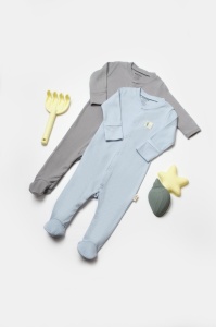 Set 2 salopete lungi Bamboo, blue, BabyCosy, 50%bumbac+50% bambus