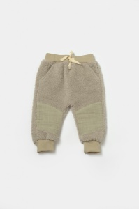 Set bluza cu buzunar si pantaloni Ursulet, Winter muselin, 100% bumbac dublat - Verde, BabyCosy