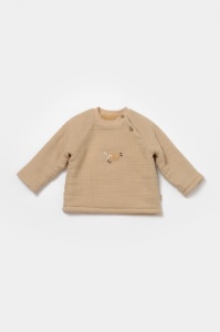 Set bluza dublata si pantaloni, Winter muselin, 100% bumbac - Apricot, BabyCosy