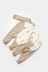 Set de 10 piese pentru nou nascut, 100% bumbac organic, Giraffe, BabyCosy
