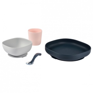 Set de masa silicon Beaba 4 piese Night Blue - Img 2