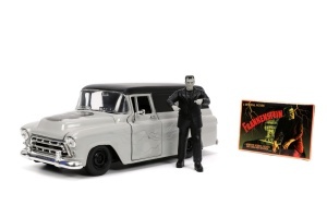 SET MASINUTA 1957 CHEVY SUBURBAN SI FIGURINA FRANKENSTEIN - Img 5