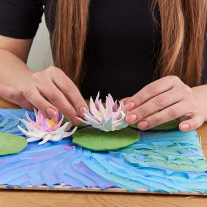 Set pictura 3D cu argila usoara, 30*40cm - Water Lilies - Img 2