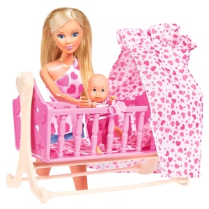 Set Simba Steffi Love New Born Baby Set papusa 29 cm, 1 bebelus si accesorii - Img 3