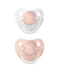 Suzetă anatomică din silicon, 2 buc 0-6 luni piersică Dreams - Img 1