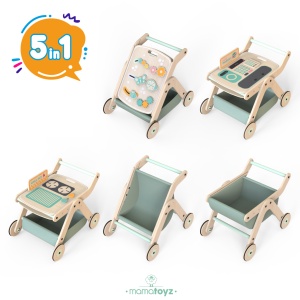 Antepremergator model BBQ din lemn 5 in 1 MamaToyz cu masuta de activitati - Img 5