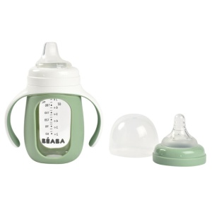 Biberon de invatare 2 in 1 din Sticla Beaba 210 ml Sage Green - Img 2