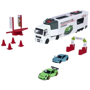 Camion Majorette MAN Tgx Porsche Experience cu 2 masinute - Img 1
