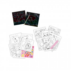 Carte colorat 3 in 1 de copii cu animale, sclipici si perle adezive - Img 2