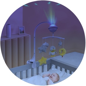 Carusel muzical pentru patut cu proiector Chipolino Penguin - Img 2
