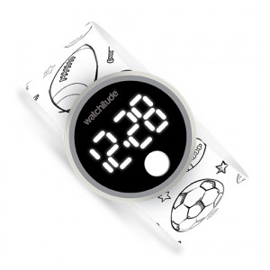 Ceas digital pentru copii model mingii, cu bratara recolorabila, din silicon slap-on - Img 2