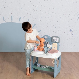 Centru de ingrijire pentru papusi Smoby Baby Care Center albastru cu accesorii - Img 5