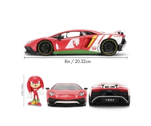 JADA SONIC ARICIUL SET FIGURINA SONIC SI MASINUTA METALICA LAMBORGHINI AVENTADOR SV SCARA 1 LA 24 - Img 4