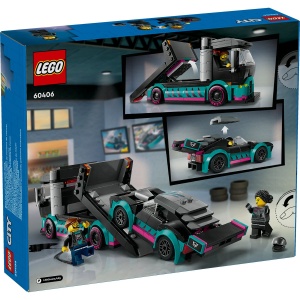 LEGO CITY MASINA DE CURSE SI CAMION TRANSPORTATOR DE MASINI 60406 - Img 2