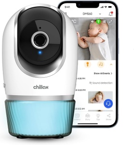 Monitor Video Bebelusi Chillax DM560 Candle, Camera 2K QHD, Ecran 5 inchi, Wi-Fi Dual-Mode, Night Vision, Senzor Temperatura, Lampa Veghe Multicolor, Alb