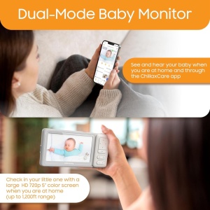 Monitor Video Bebelusi Chillax Giraffe DM685 Pro Max, Full HD 1080p, Ecran 5 inchi, Camera cu Gat Flexibil si Clema de Prindere, Wi-Fi Dual-Mode - Img 7